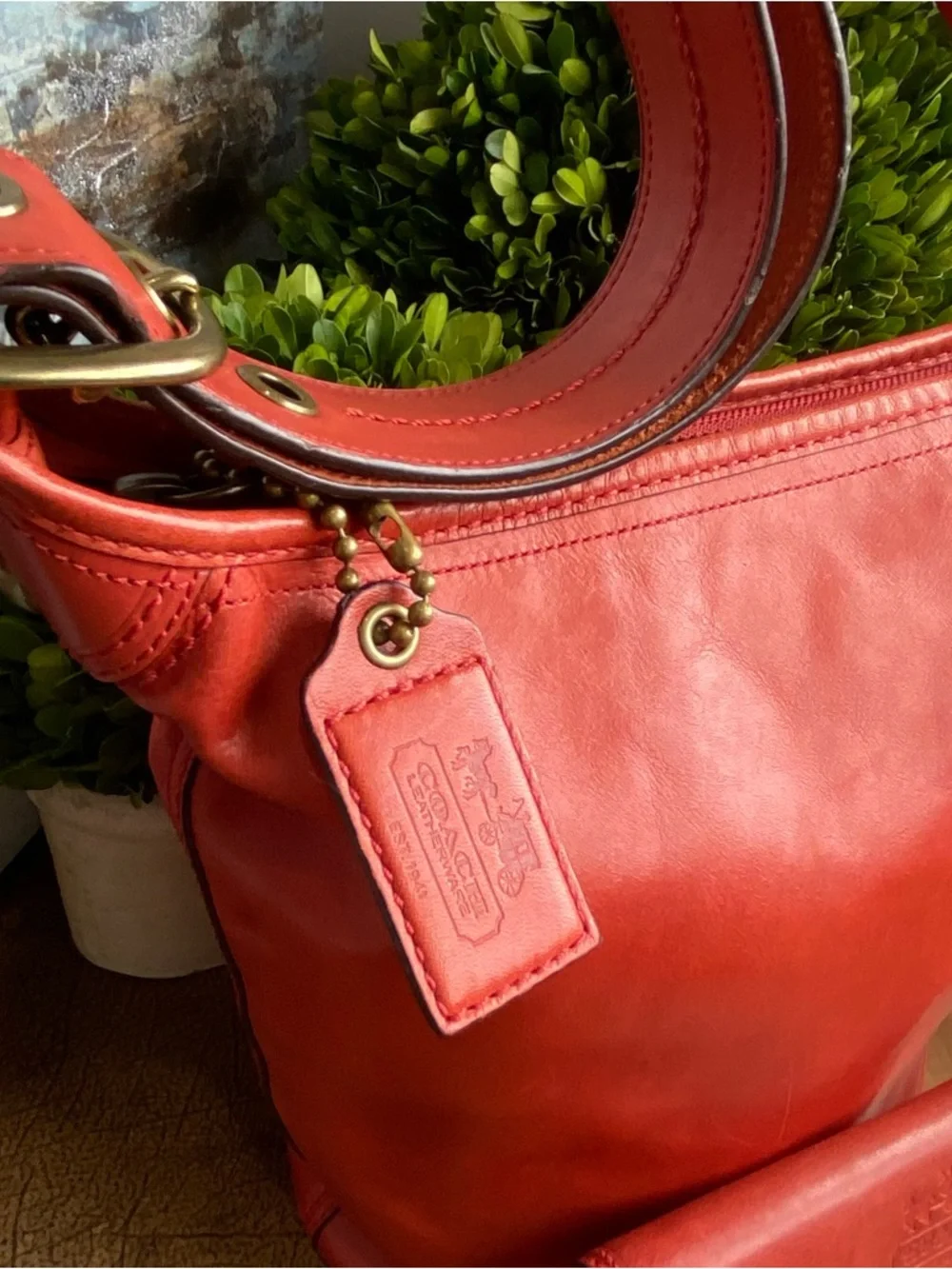 Coach Chili Red Tattersall Bleecker Bucket Bag and Waller Set Bundle Y2K - Picture 4 of 17